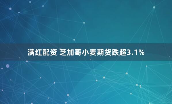 满红配资 芝加哥小麦期货跌超3.1%